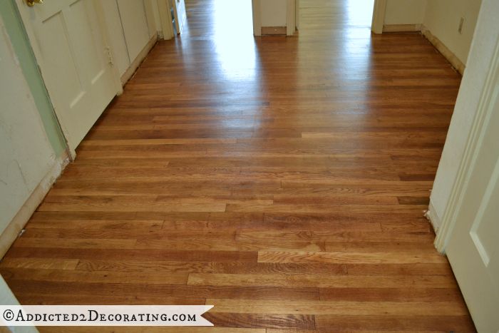 Hallway with refinished 65-year-old oak hardwood floor