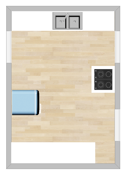 New Kitchen Floor Plan, Beautiful Navy Blues, and Luxurious Linens