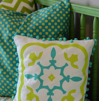 Stenciled pillow made using Silhouette Cameo