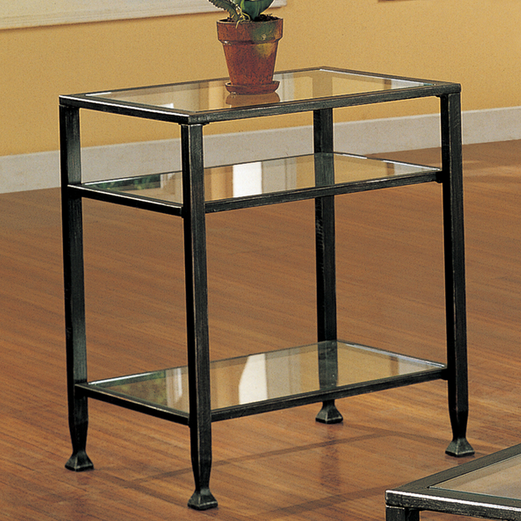 glass and metal end table from overstock