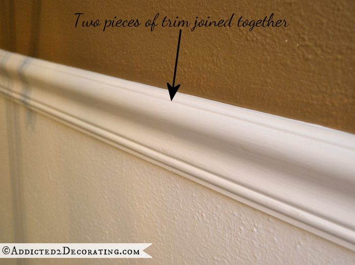 tips for installing beautiful moulding - use wood filler on the face of the trim 2