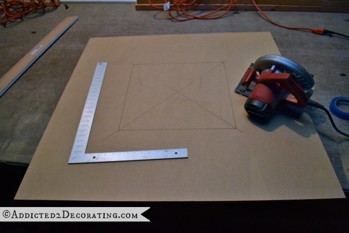 How to make a lotus flower mirror - step 1 - cut a 40-inch square from 1/2-inch MDF