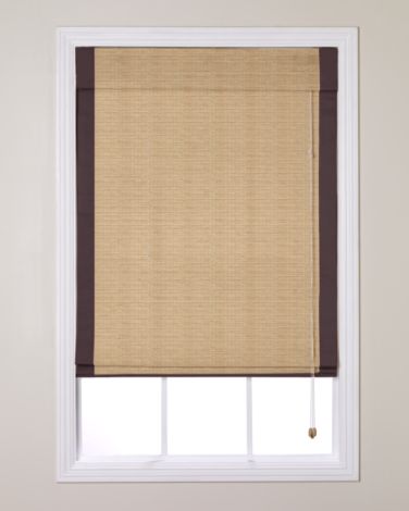natural roman shades with brown edge banding from Smith + Noble