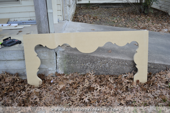 DIY scalloped console table - front and back cut out with a jigsaw