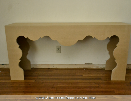 DIY console table with scalloped design