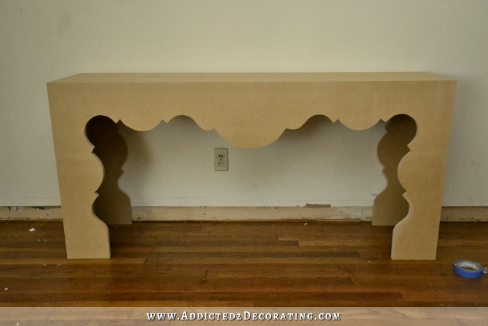 DIY console table with scalloped design