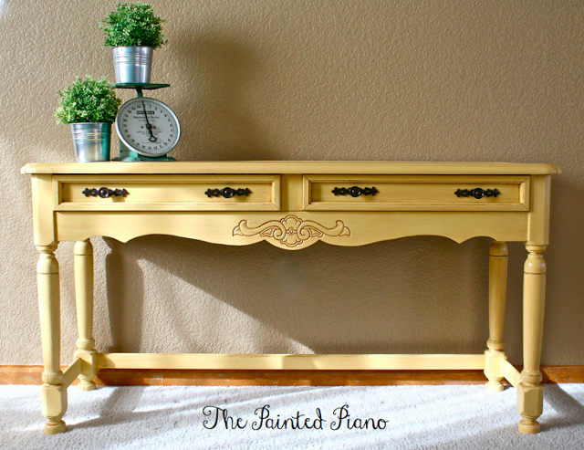 Yellow sofa table from The Painted Piano