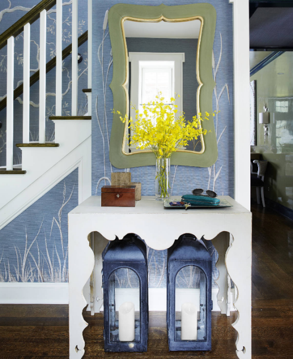scalloped console table from house beautiful magazine february 2014