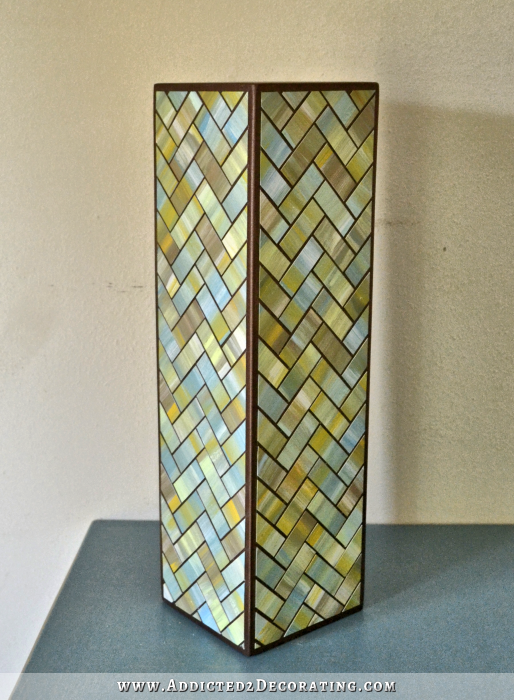 Watercolor tile herringbone table lamp base - progress