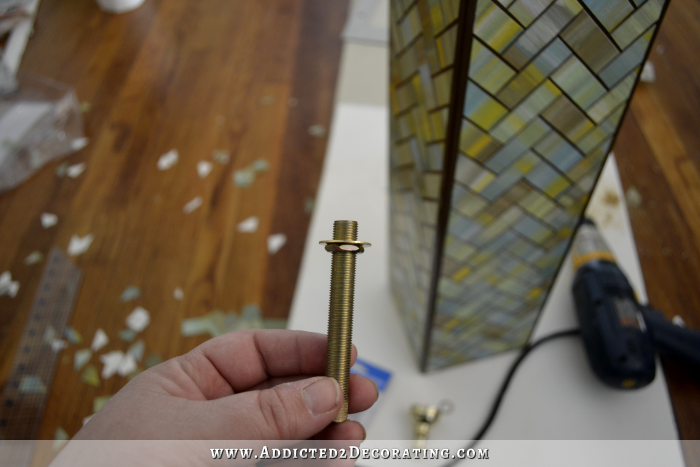 DIY Herringbone Lamp Base - installing the lamp kit