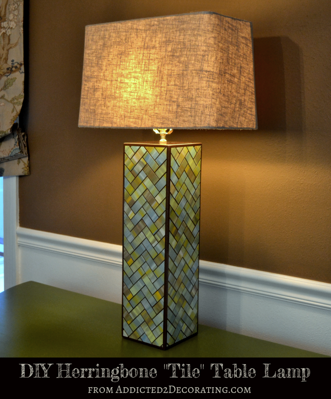 DIY Watercolor Tile Herringbone Table Lamp