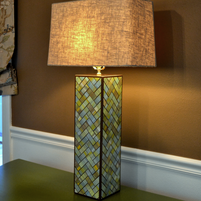 Watercolor Tile Herringbone Table Lamps – Finished!