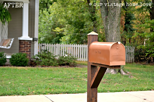 copper painted mailbox from our vintage home