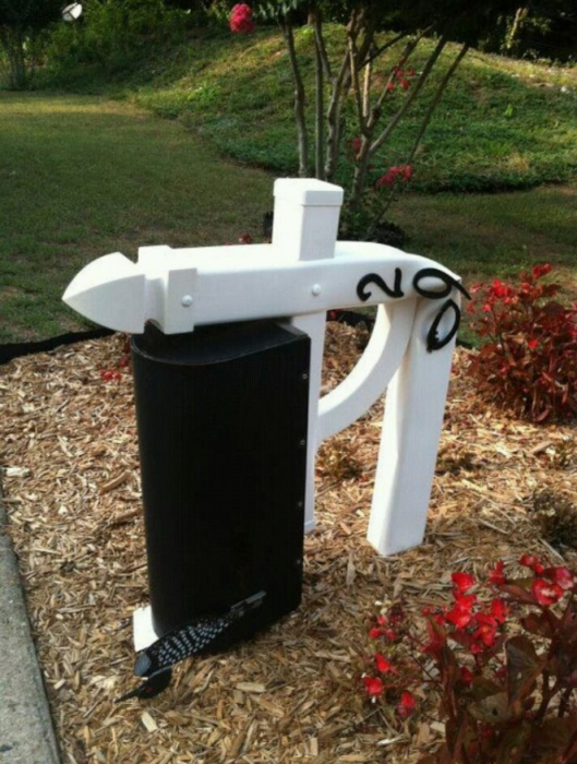 Plastic mailbox post melted in the heat of summer