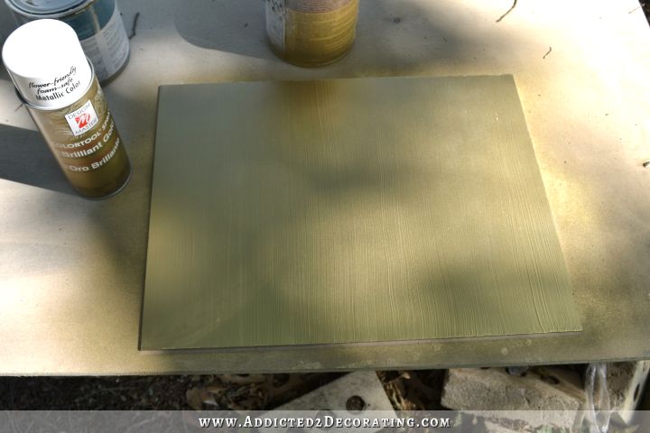 This is what the back looked like after spraying with the brilliant gold spray paint.