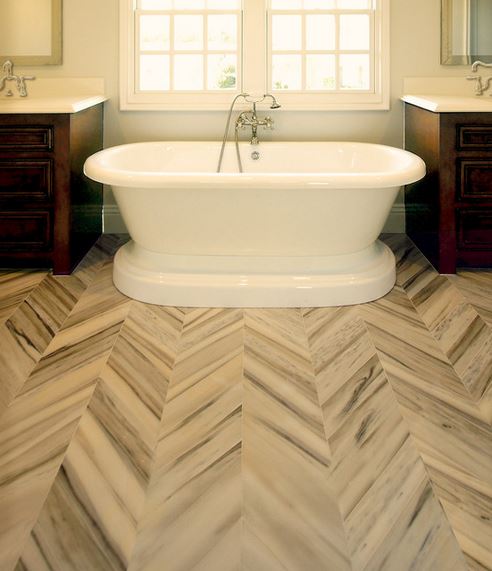 chevron -- marble floor in bathroom, via Houzz