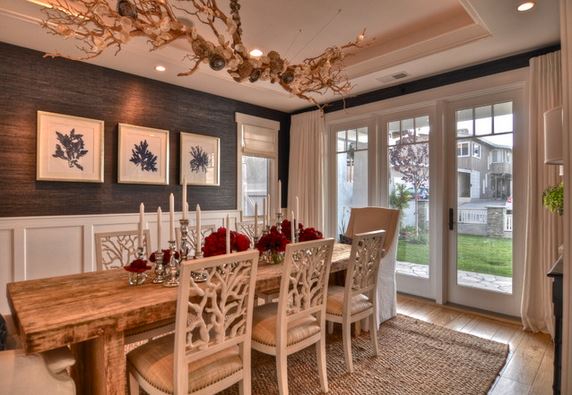 grasscloth wallpaper with wainscoting - LuAnn Development, via Houzz