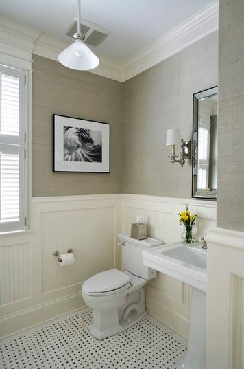 grasscloth wallpaper with wainscoting - Orren Pickell Building Group via Houzz