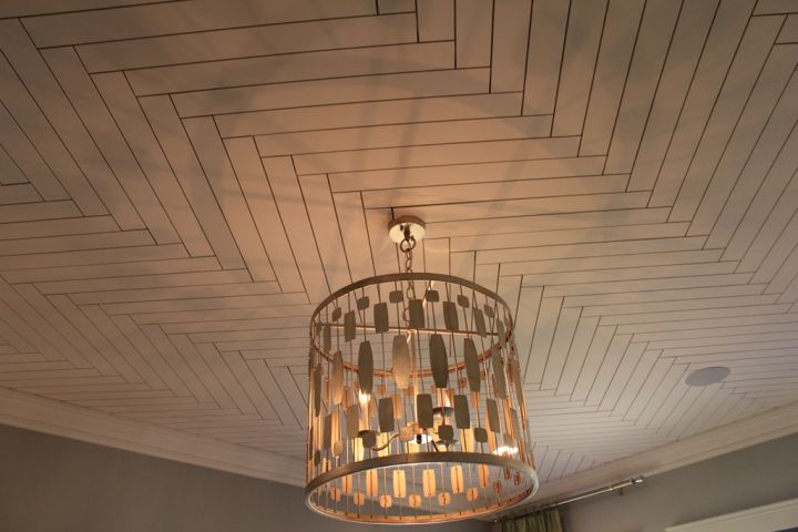 herringbone wood ceiling