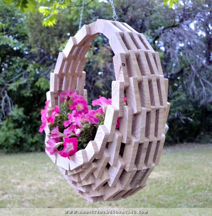 Easy & Inexpensive DIY - Pieced Wood Hanging Flower Basket - Addicted 2  Decorating®