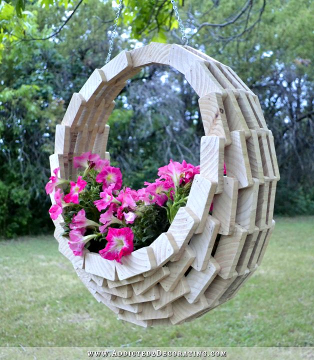 scrap wood hanging flower basket 23