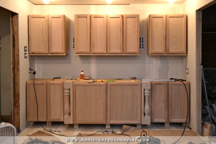 Wall Of Cabinets Installed Plus How To Install Upper Cabinets By