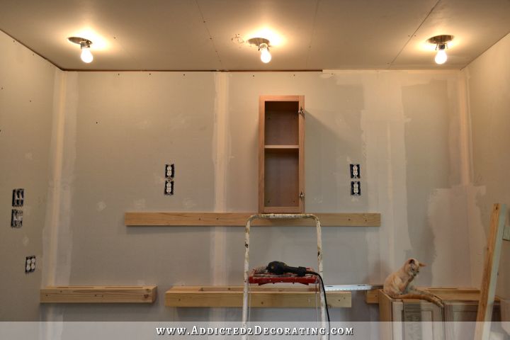 Wall Of Cabinets Installed Plus How To Install Upper Cabinets By