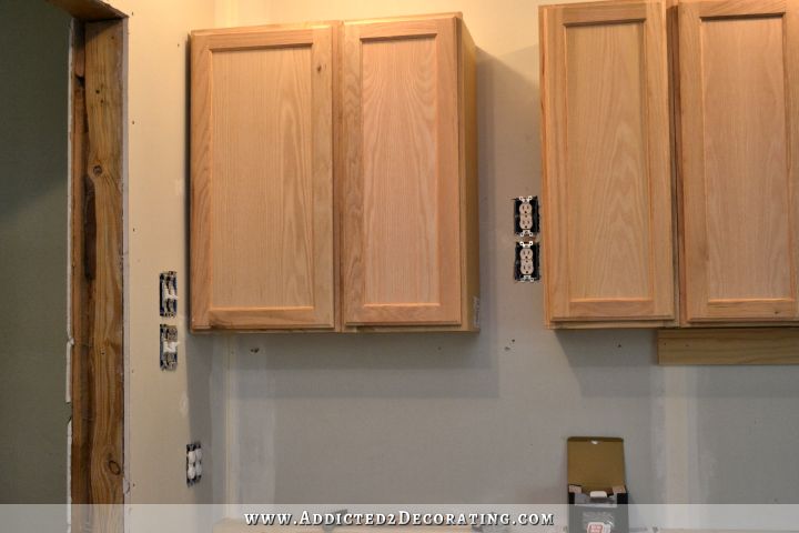 Wall Of Cabinets Installed Plus How To Install Upper Cabinets By