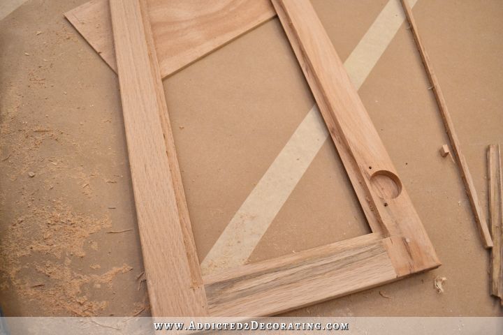 Fridge Wall Progress Converting Wood Cabinet Doors To Glass And