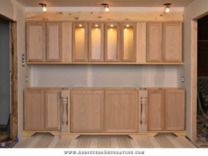 The Wall Of Cabinets Build Is Finished In Cabinet Lights