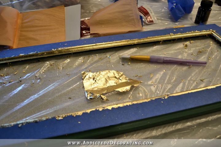 Gold leaf detail on kitchen cabinet doors - 2