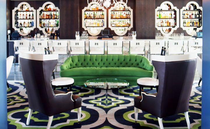 green white and black room, Viceroy Hotel, Santa Monica, designed by Kelly Wearstler - 2