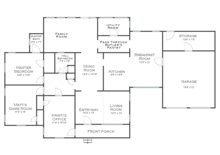 house floor plan - pantry at back of kitchen 3