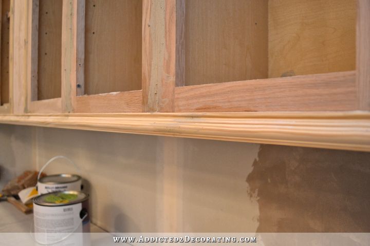 prepping unfinished oak cabinets for paint - 2