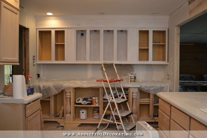 prepping unfinished oak cabinets for paint - 9
