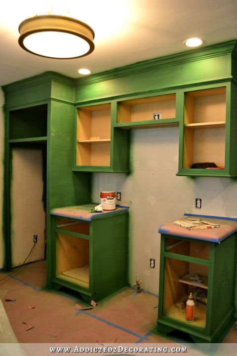 A Green Refrigerator Wall Of Cabinets (Plus, I’m Redoing My Kitchen Floor…Again)