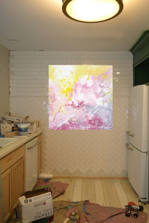 artwork for the kitchen - tiled wall with artwork by Christine Krainock 3