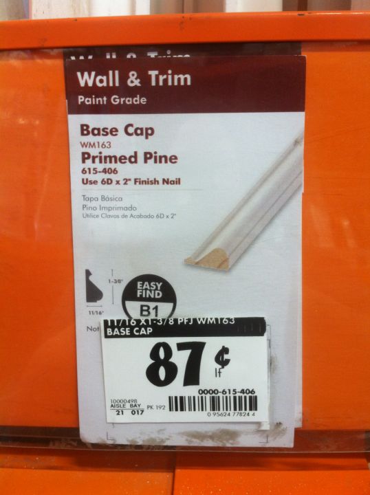 door trim idea - base cap trim from Home Depot