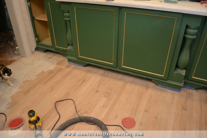 kitchen red oak hardwood floor sanded - 3