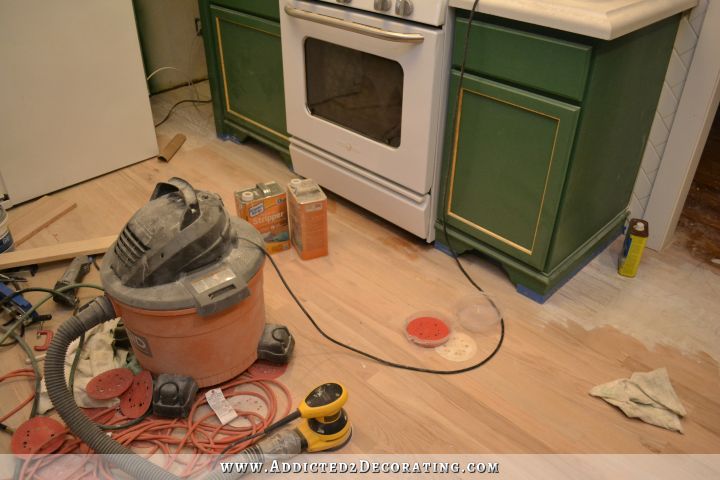 kitchen red oak hardwood floor sanded - 5