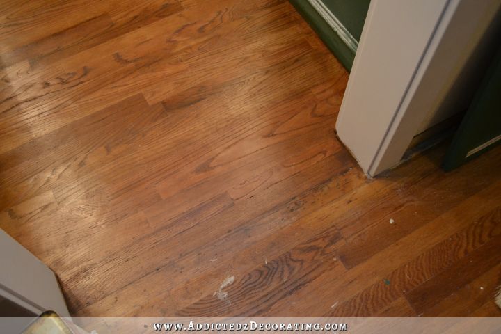 new stained red oak floor to match old 65-year-old red oak floor with Waterlox only