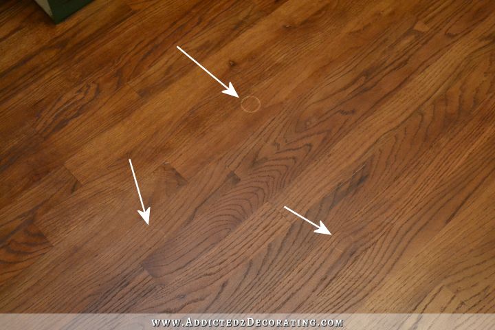 flaws in new stained red oak floor
