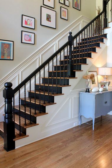 a little bit of black in a room - stairway with black risers by Stacy Jacobi, via Houzz