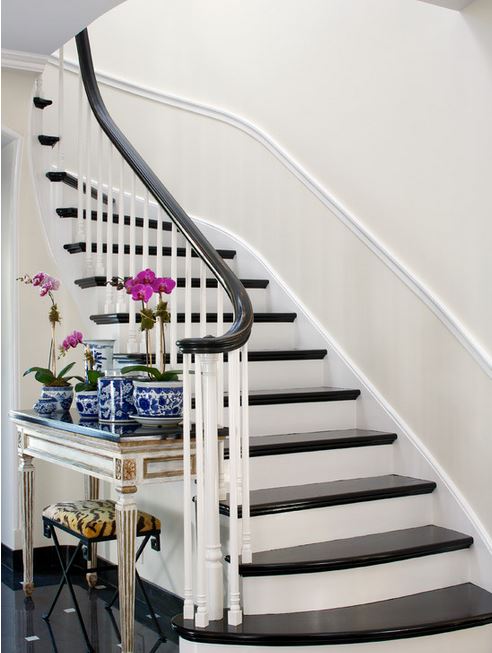 a little bit of black - stairway with black steps and hand rail by Northworks Architects and Planners, via Houzz