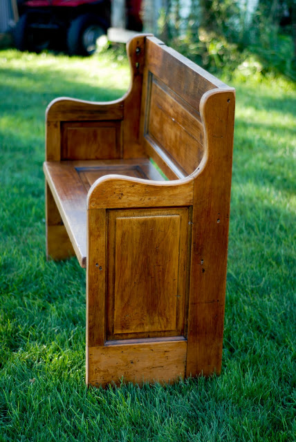 Repurposed doors project - build a bench out of an old antique door, via LG Custom Woodworking 