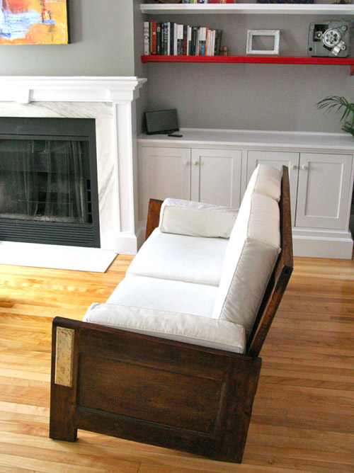 Repurposed doors project - build a sofa using antique doors, via Design Sponge