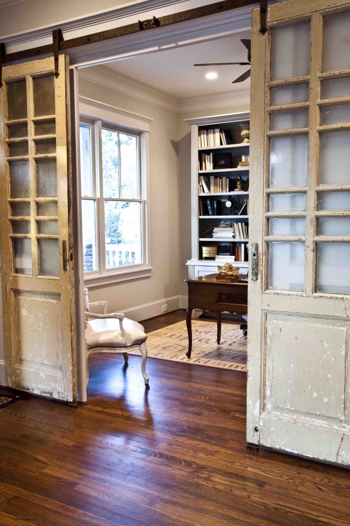 Repurposed doors project - turn old antique doors into sliding doors, via Cedar Hill  Farmhouse