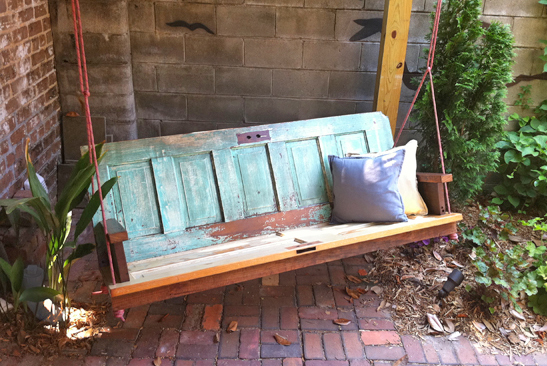 Repurposed doors project - turn old vintage doors into an ourdoor swing, via Emergent Structures