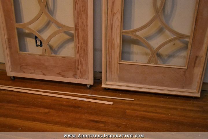 sliding barn door style french doors - adding trim to the door 1