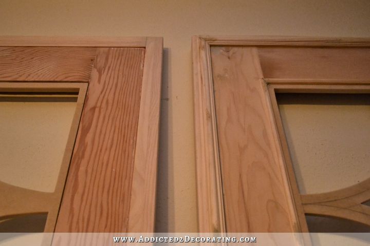 sliding barn door style french doors - adding trim to the door 2